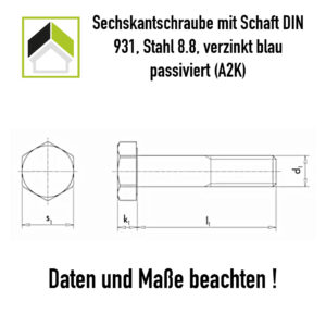 SECHSKANTSCHRAUBE MIT SCHAFT ISO 4014, STAHL 8.8, M10